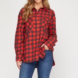 NWT She + Sky Buffalo Plaid Shirt Top